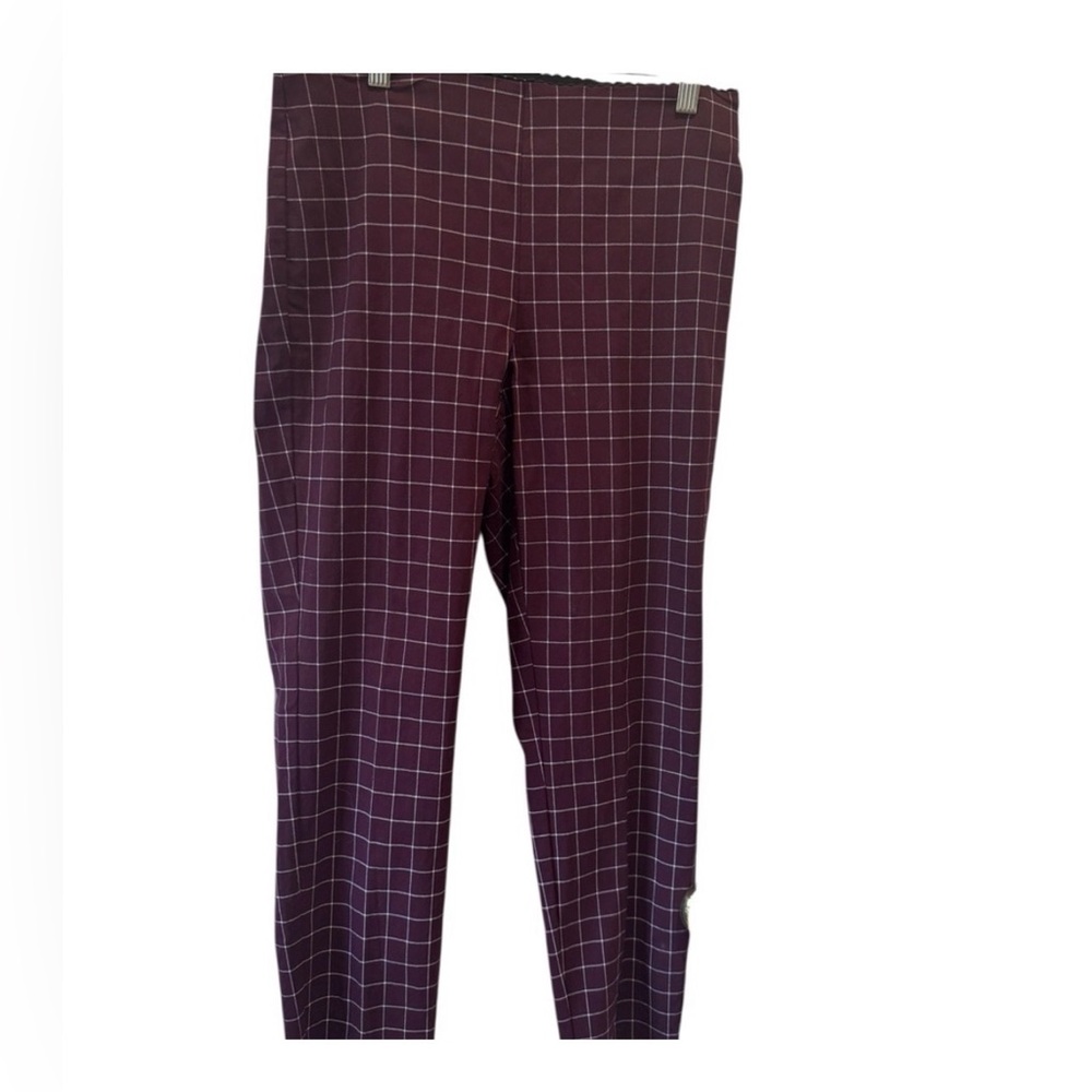 Elle Burgundy Plaid Skinny Pants